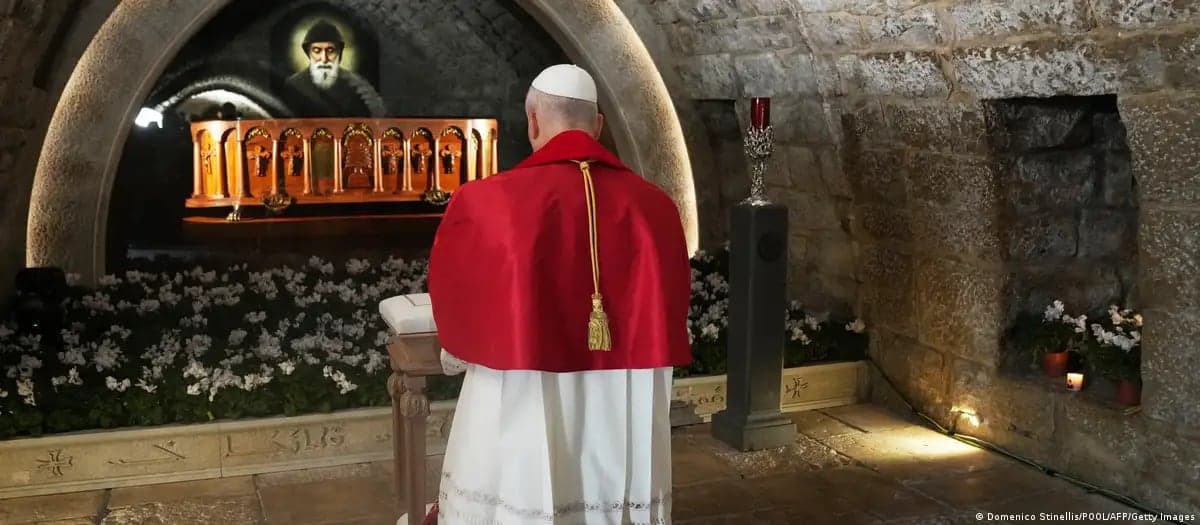 What is the significance of the three religious shrines visited by Pope Leo XIV in Lebanon?